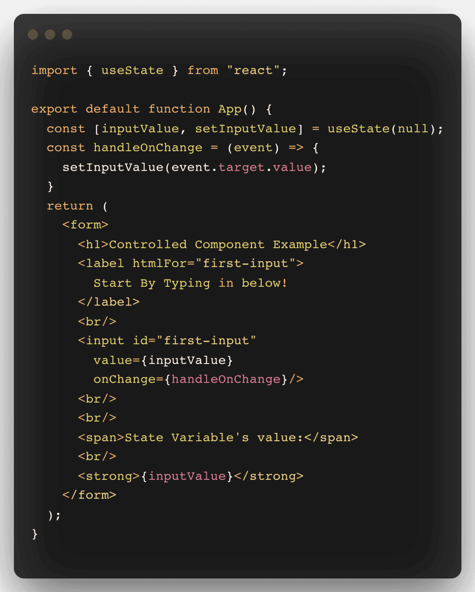 Code snippet with React code.
