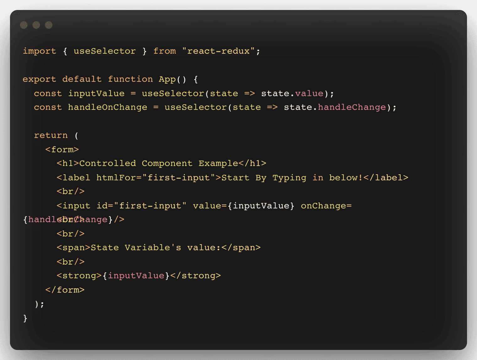 A code snippet with React code.