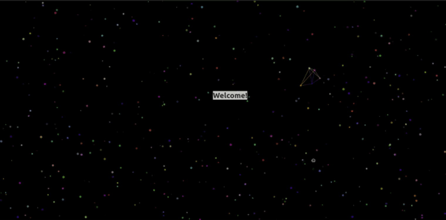 animation resulting from the code, shows the word welcome hovering around the screen