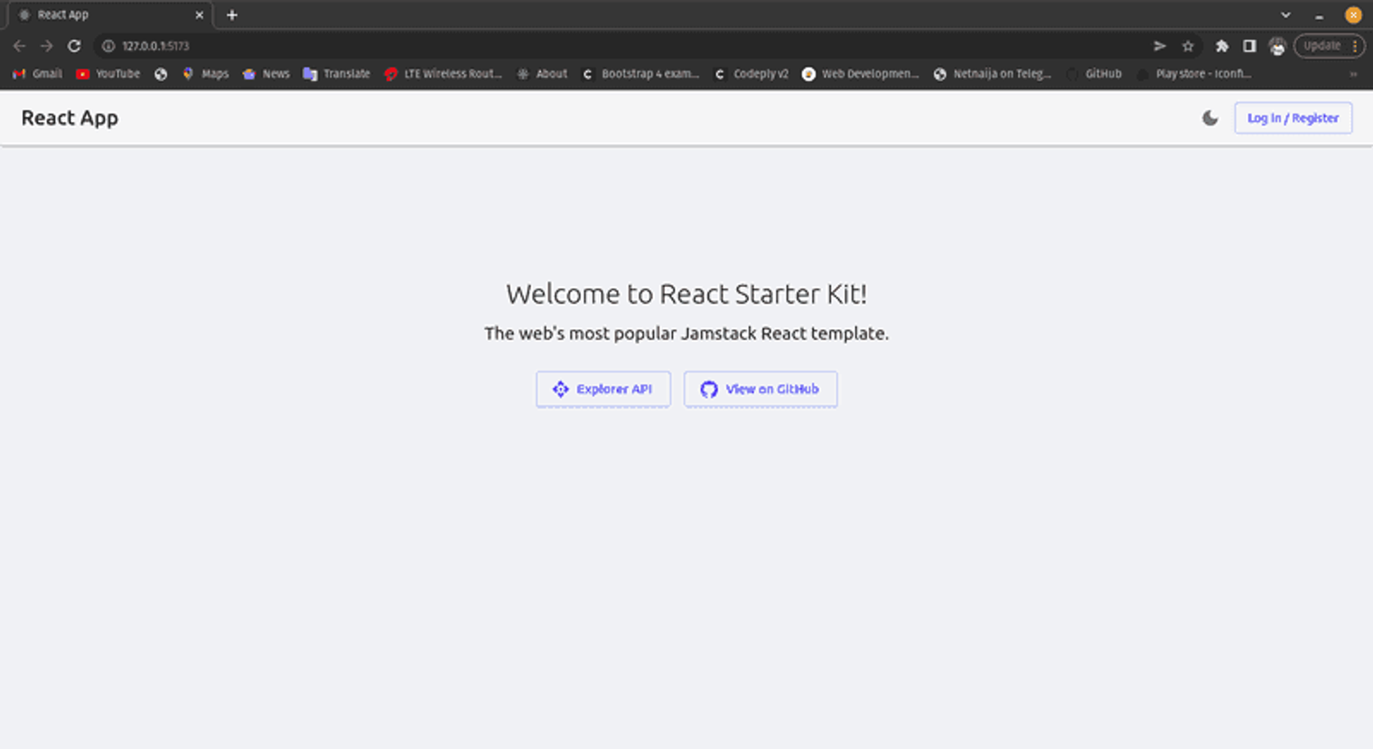 Successful project setup with React Starter Kit.