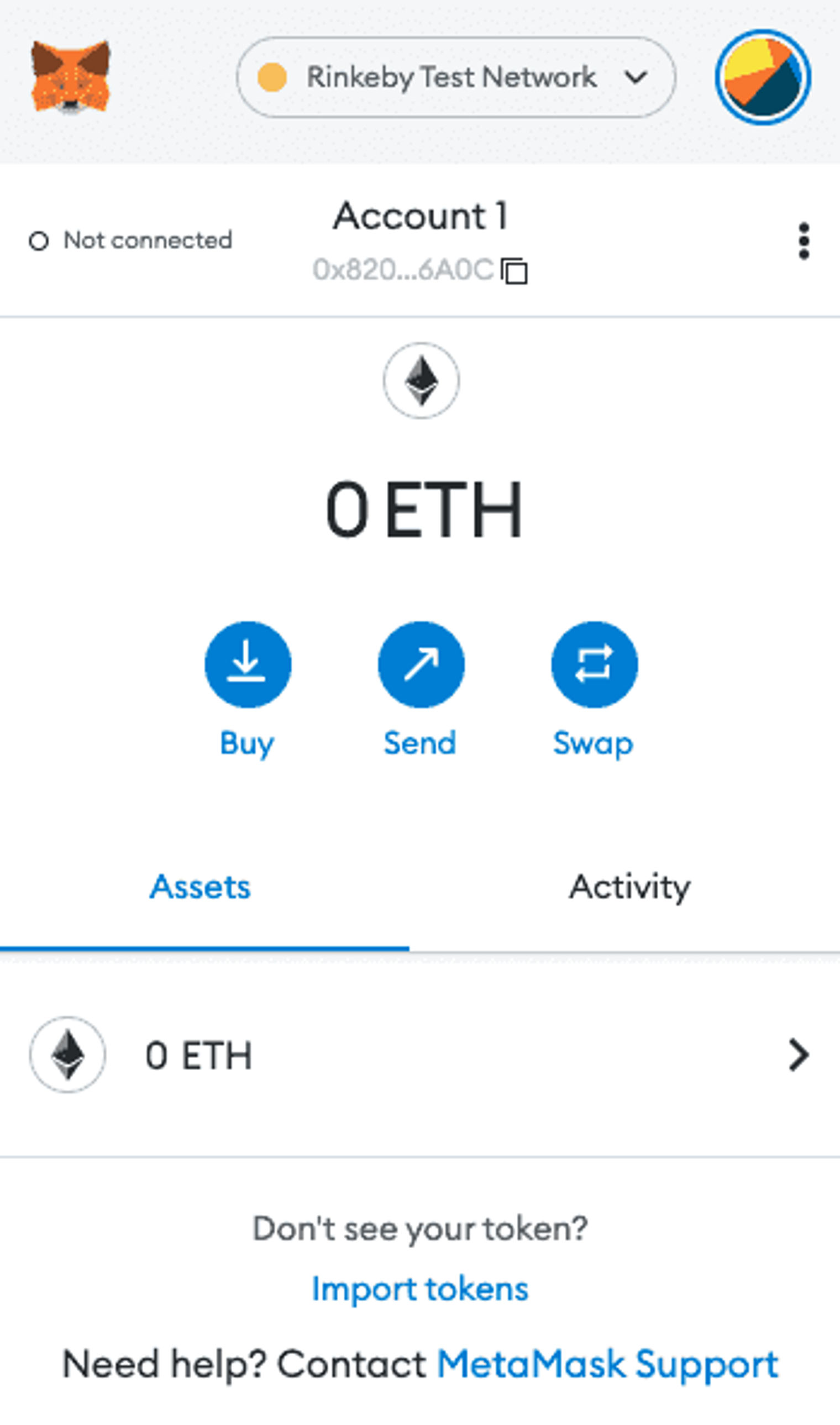 The Metamask extension.