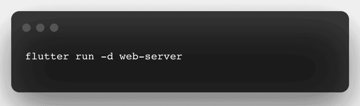 The command to run a Flutter web server.
