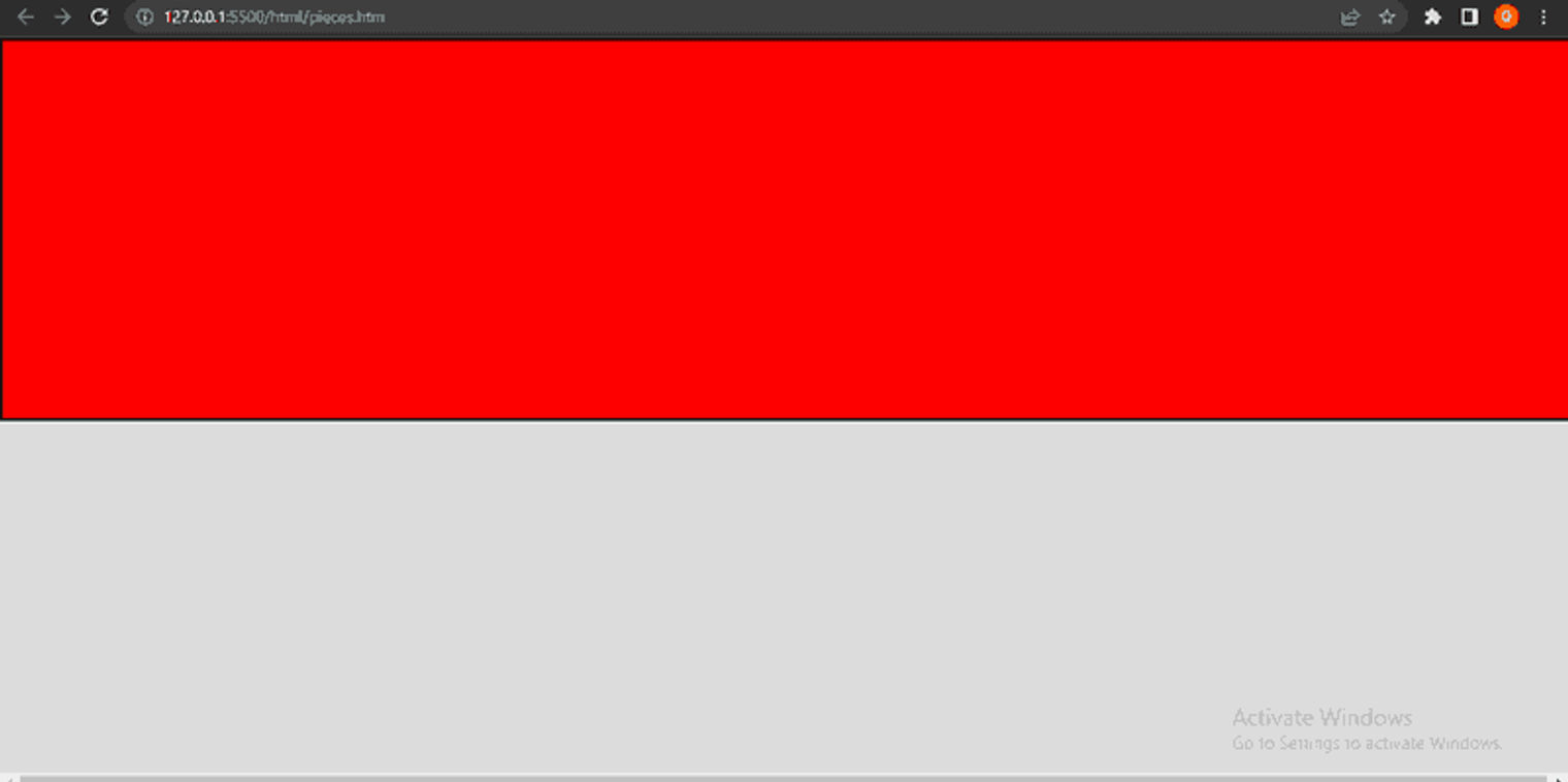 Visual representation of CSS code showing a large red block