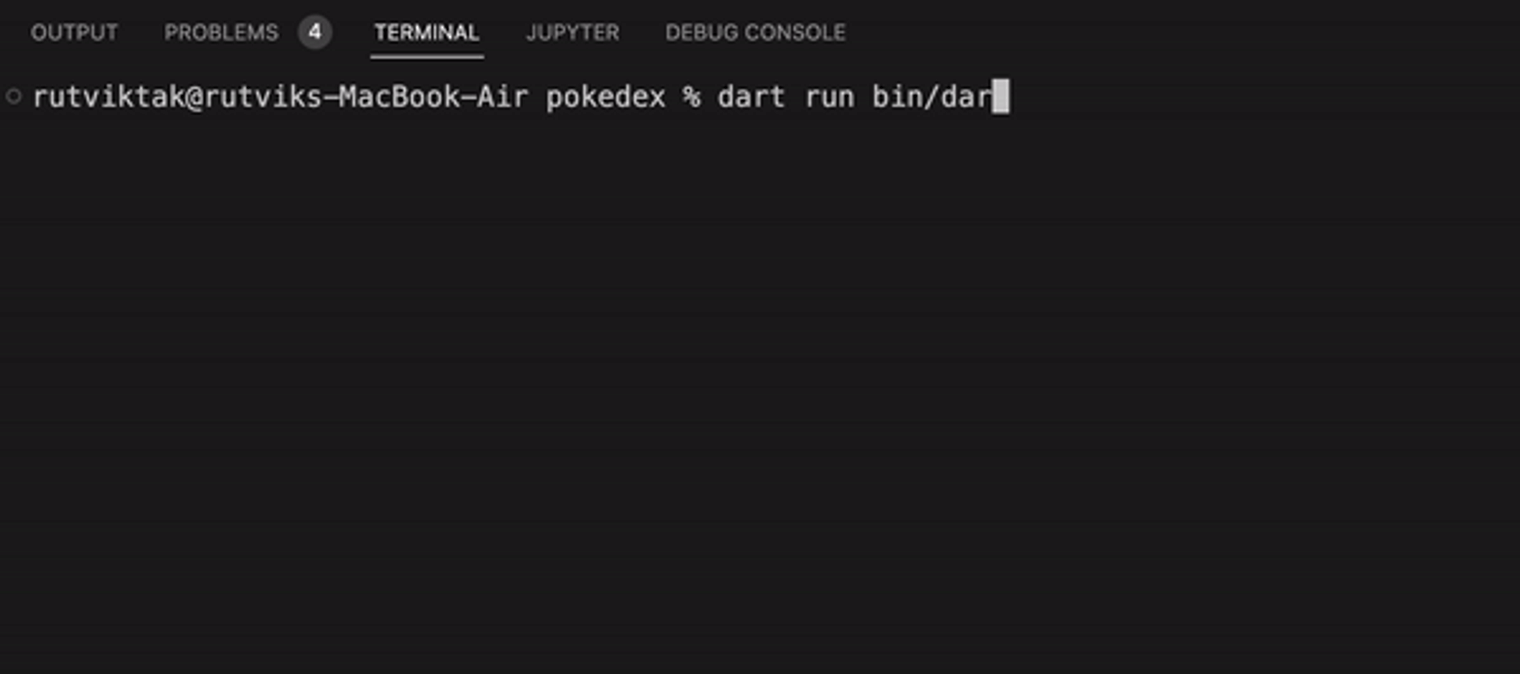 Hello World with the Dart CLI.