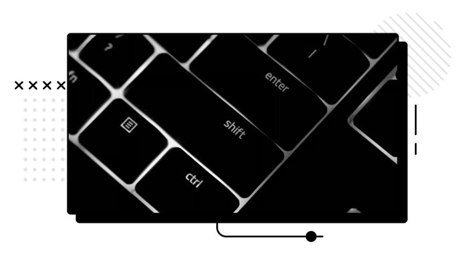 Keyboard of a computer with the shift and down keys.