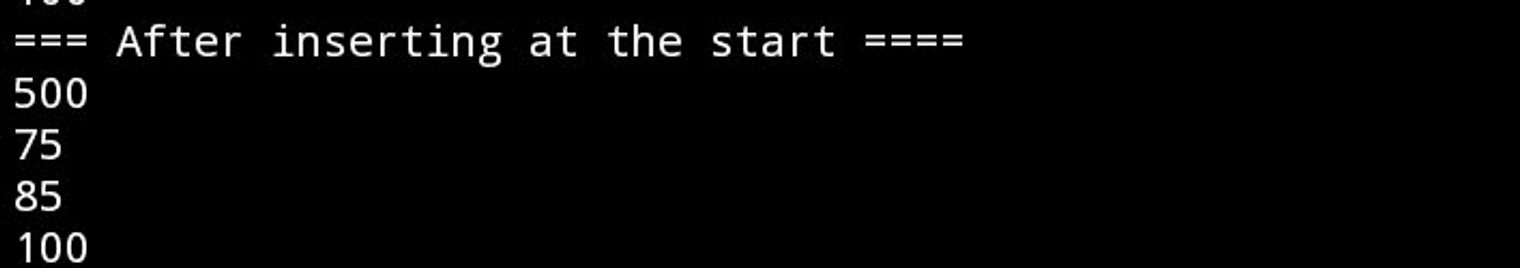 image showing after inserting a node at the start of the list