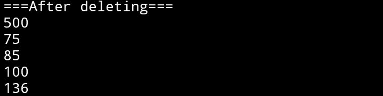 image showing after deleting a node