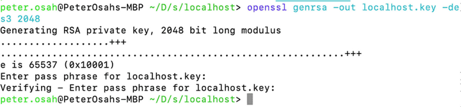 re-entering the passphrase in the terminal for confirmation