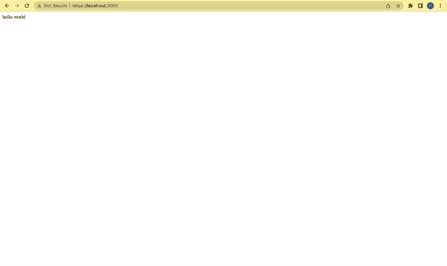 chrome browser page showing 'hello world'