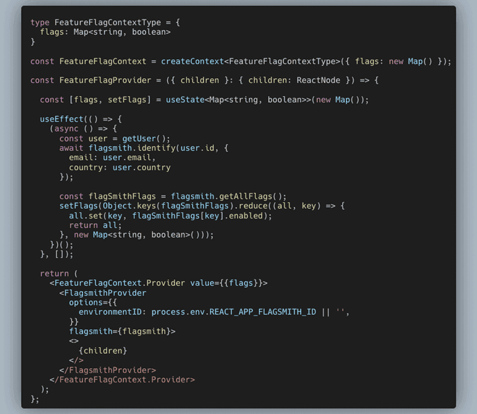 A Flagsmith code snippet.