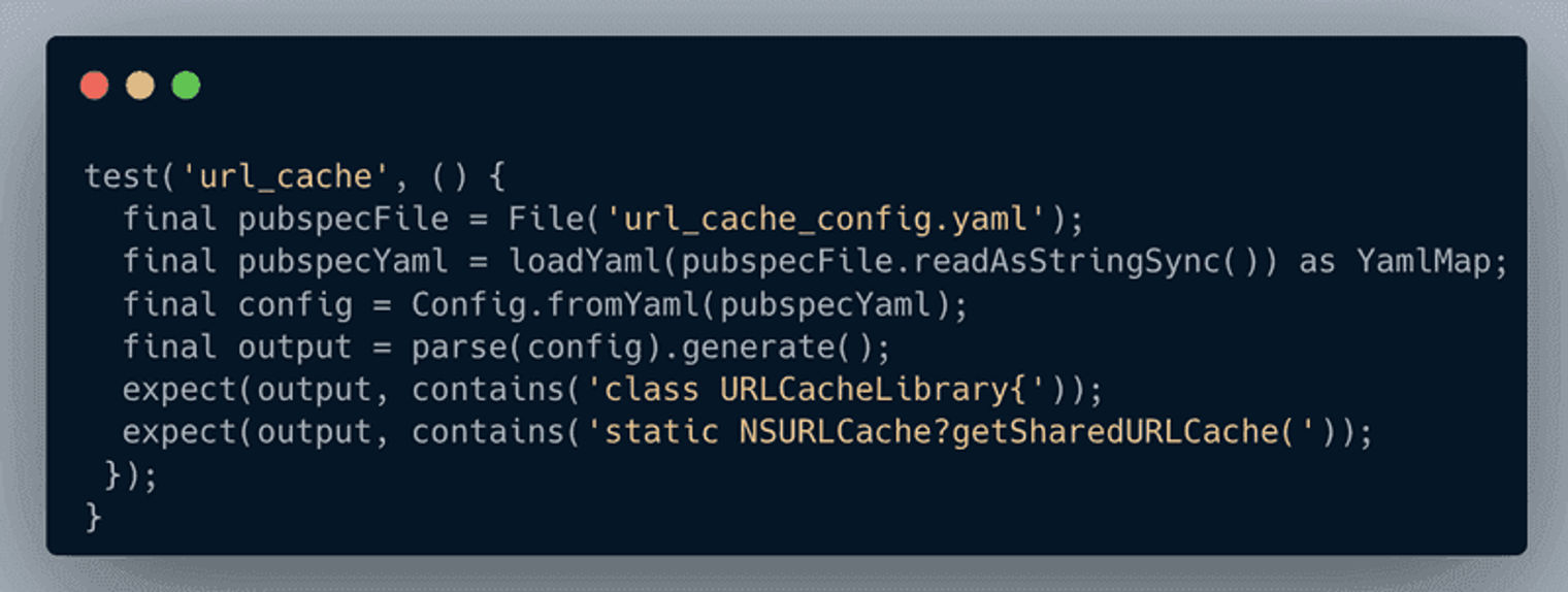 CLI App window showing the test for NSURLCache