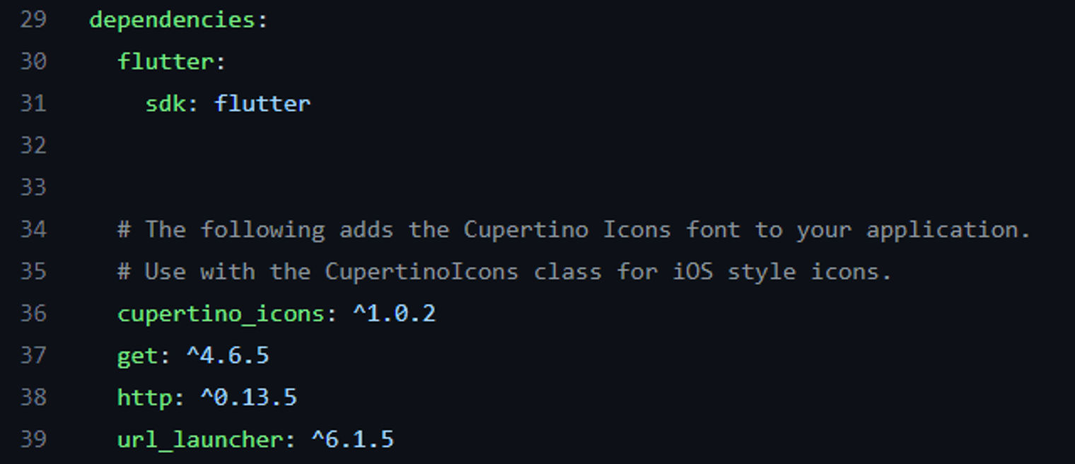 image of code showing packages