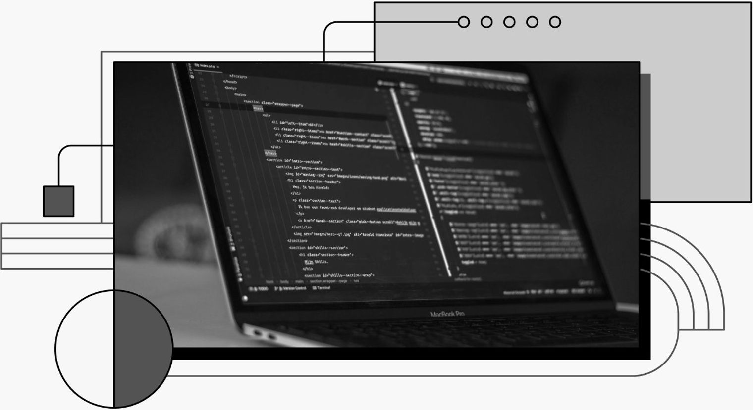 An open laptop with an active IDE.