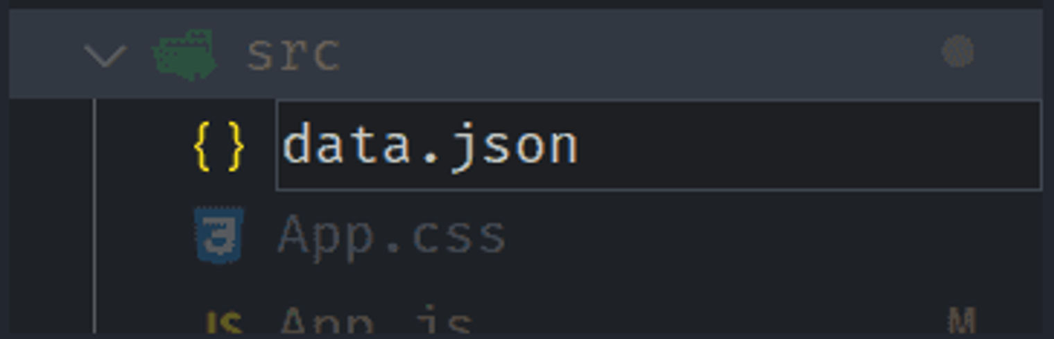 The newly created file in the file structure.