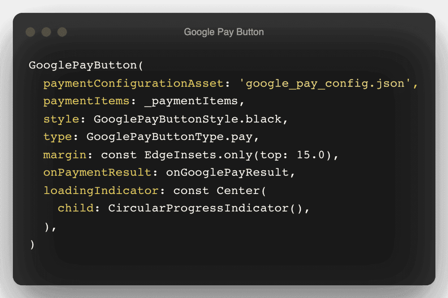 The Google Pay Button code.