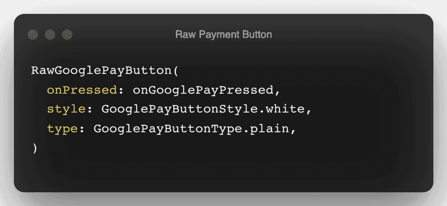 The code for a raw G Pay button.