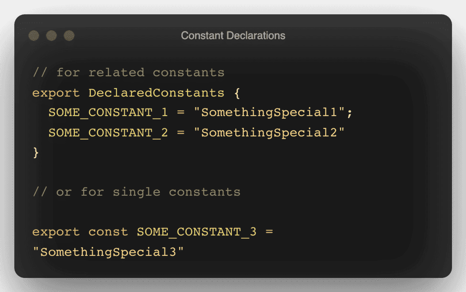 A code snippet of constant declarations.