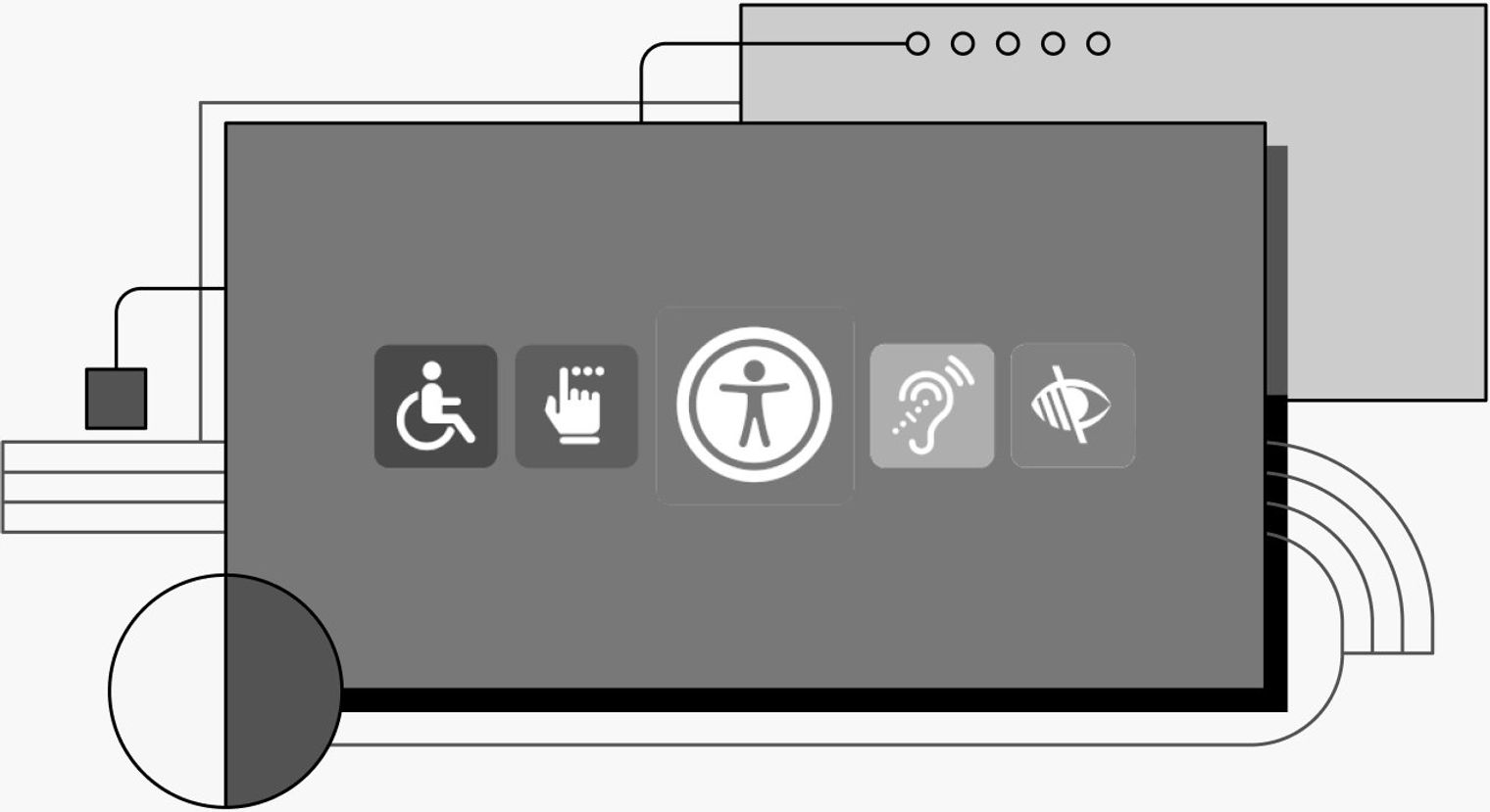 decorative cover image showing accessibility icons