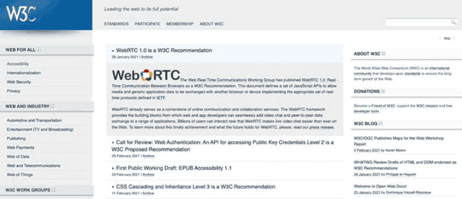W3C Homepage WCAG-compliant websites