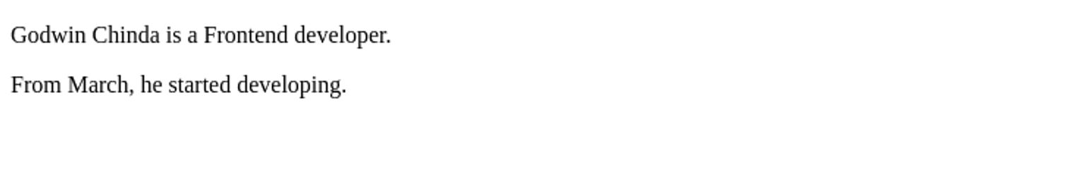 image showing the result of some HTML code, it shows black serif text on a white background