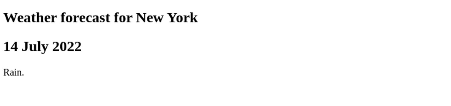 image showing the result of some HTML code, it shows black serif text on a white background