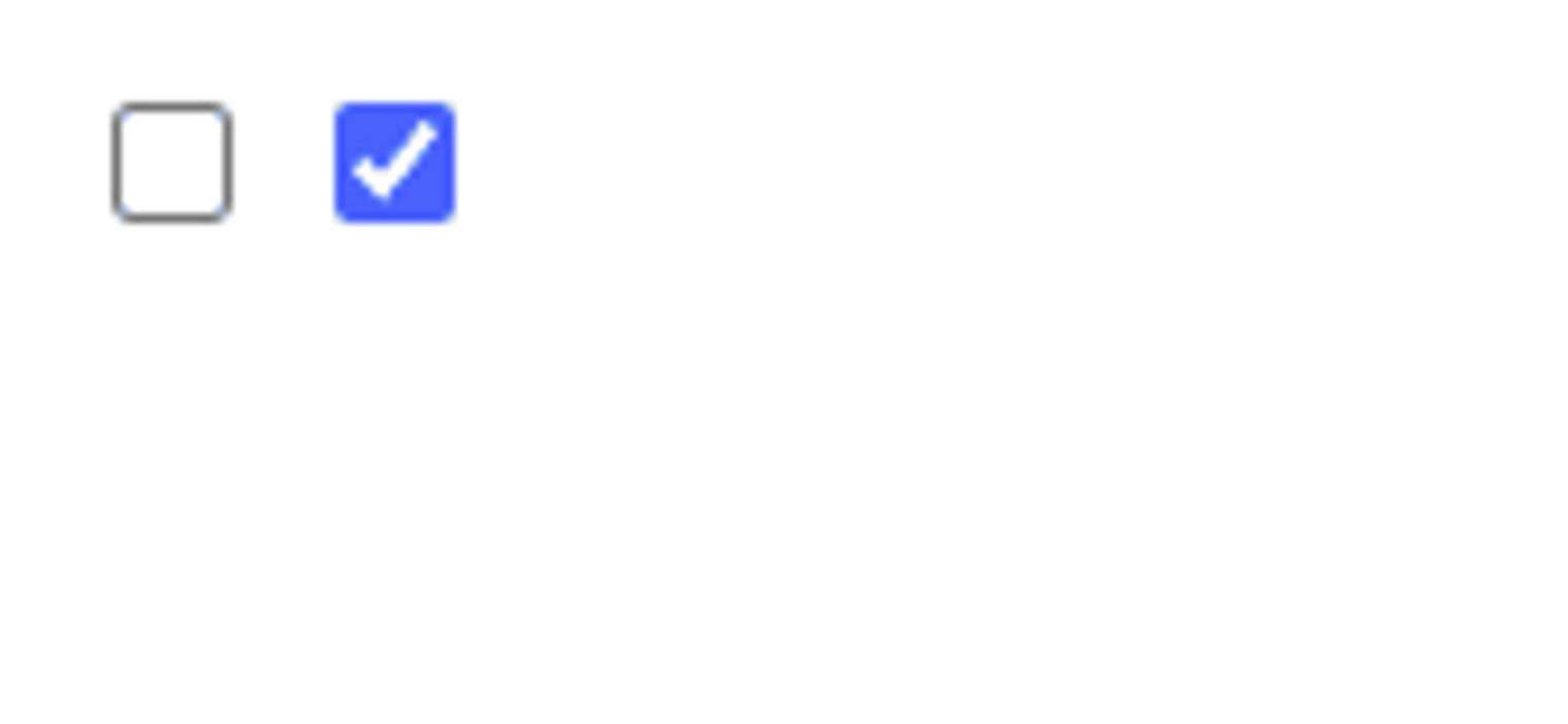 image showing the result of some HTML code, it shows a blue checked and a white unchecked checkbox