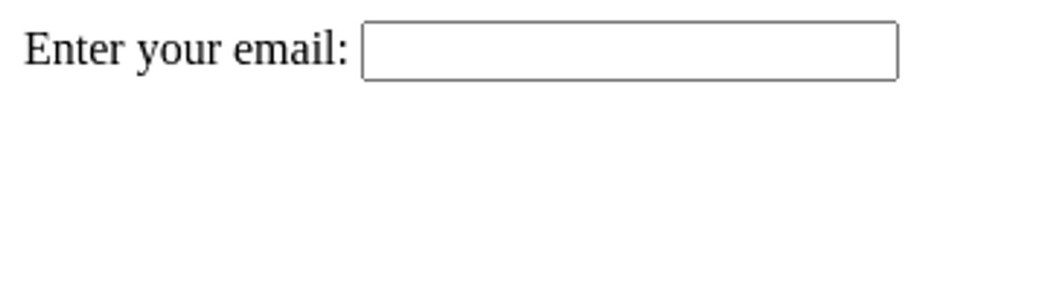 image showing the result of some HTML code, it shows a form input with the words 'enter your email' to the left