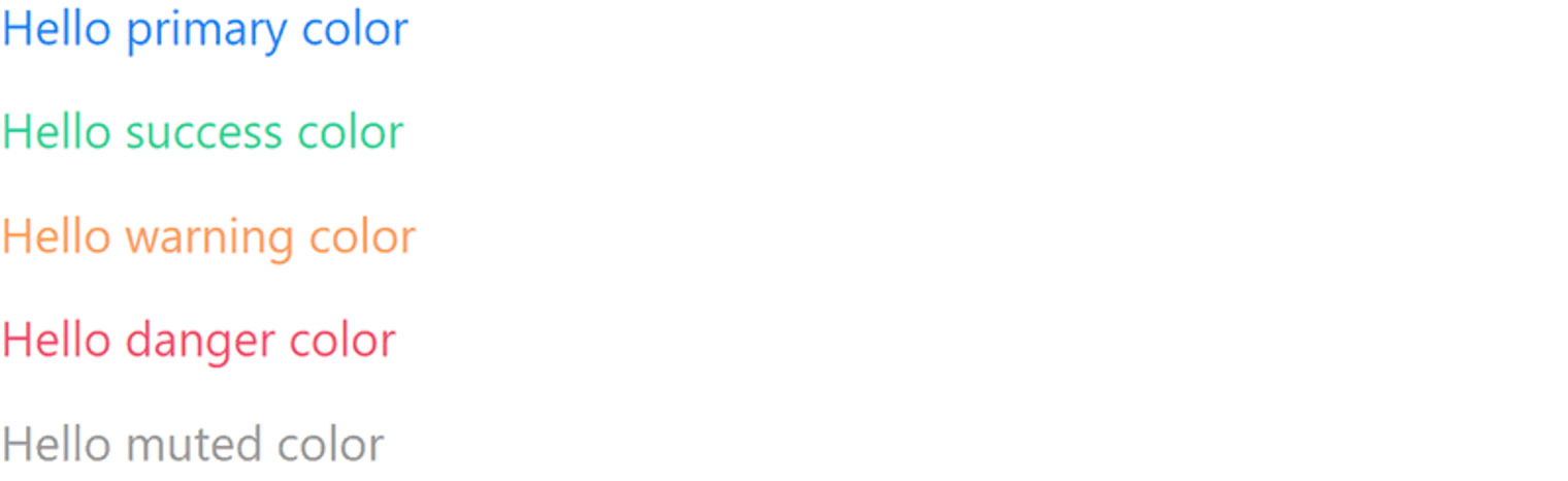 Text illustrating the selected colors for each text function.