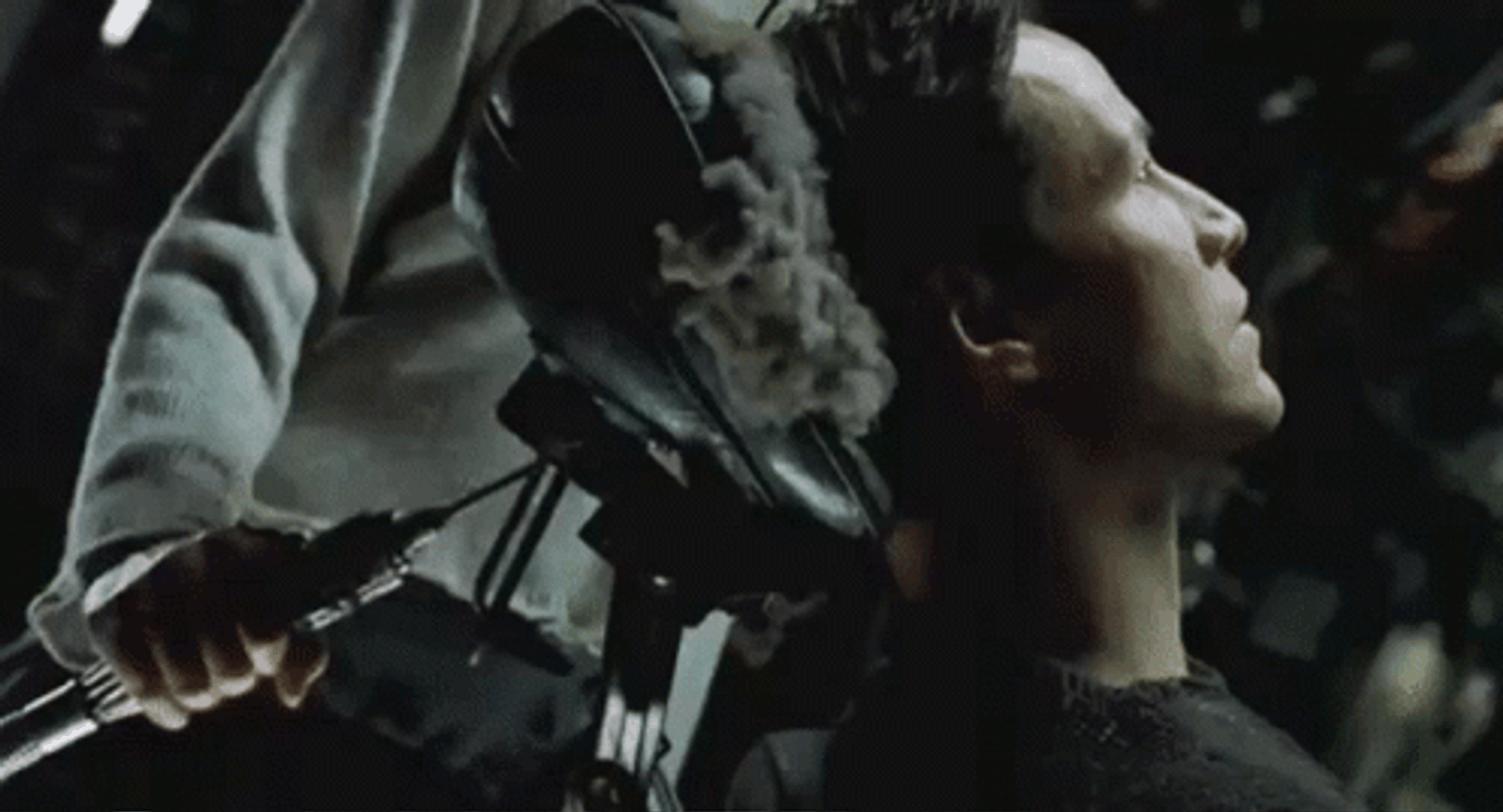 A gif of getting plugged into The Matrix.