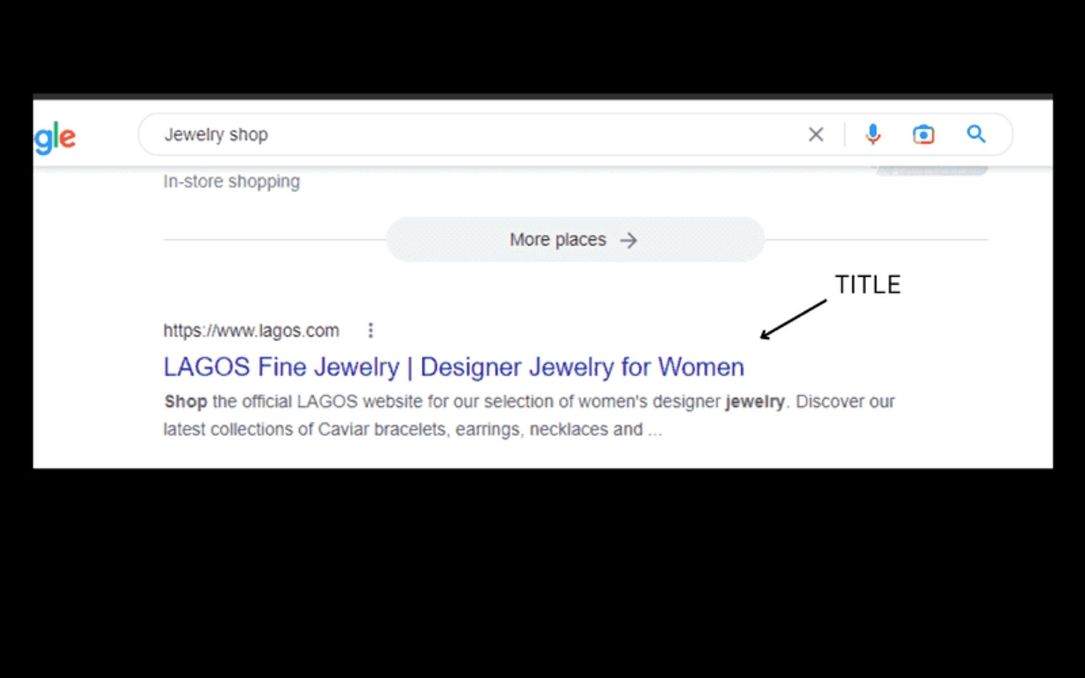 website title showing in google search results