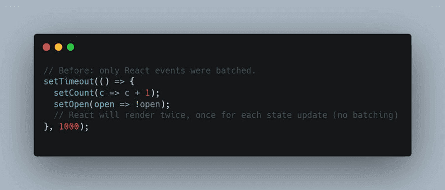 Using setTimeout without batching.