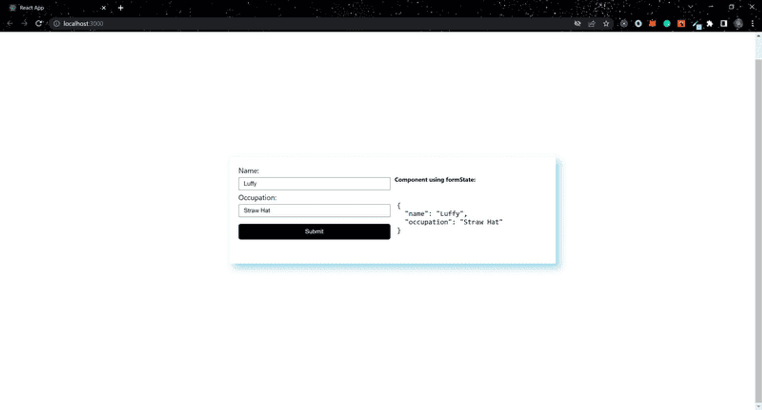 formState output with Informed.