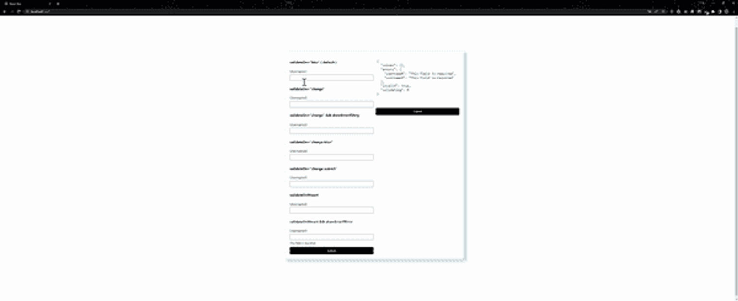 An example of validation control in Informed.