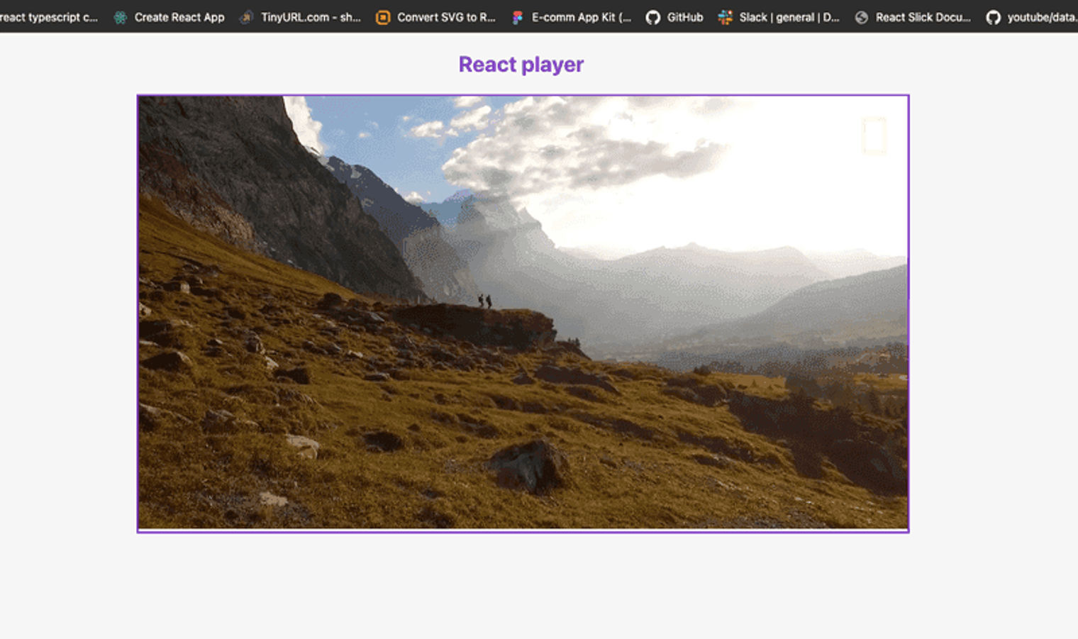 screenshot of react video player in browser