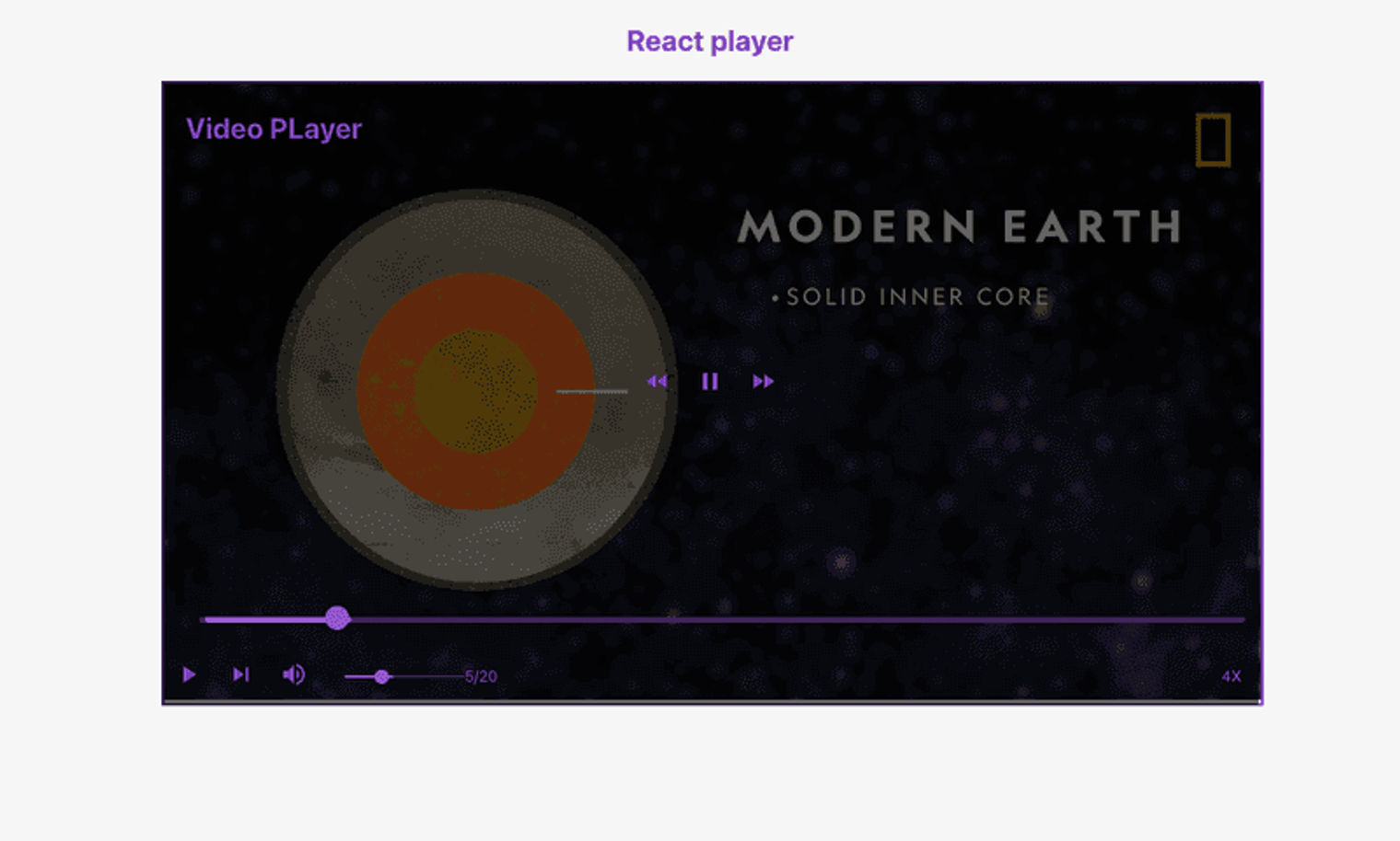 react custom video player with purple controls