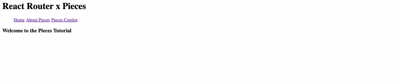 Interacting with hyperlinks using React Router and Pieces.