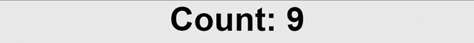 gray rectangle with large bold text that reads 'count: 9'