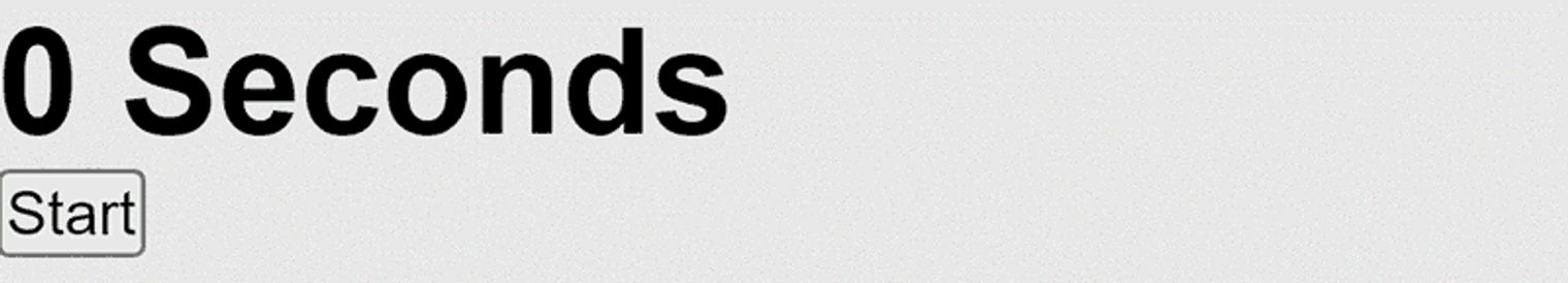 gray rectangle with large bold text that reads '0 Seconds' with a 'Start' button below