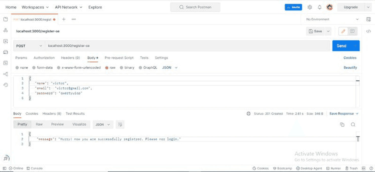 postman interface on windows
