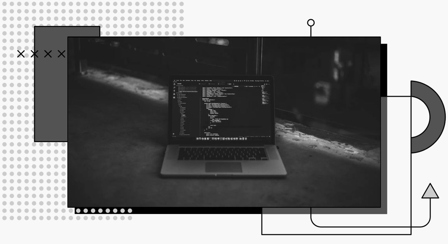 An open laptop with an IDE running.