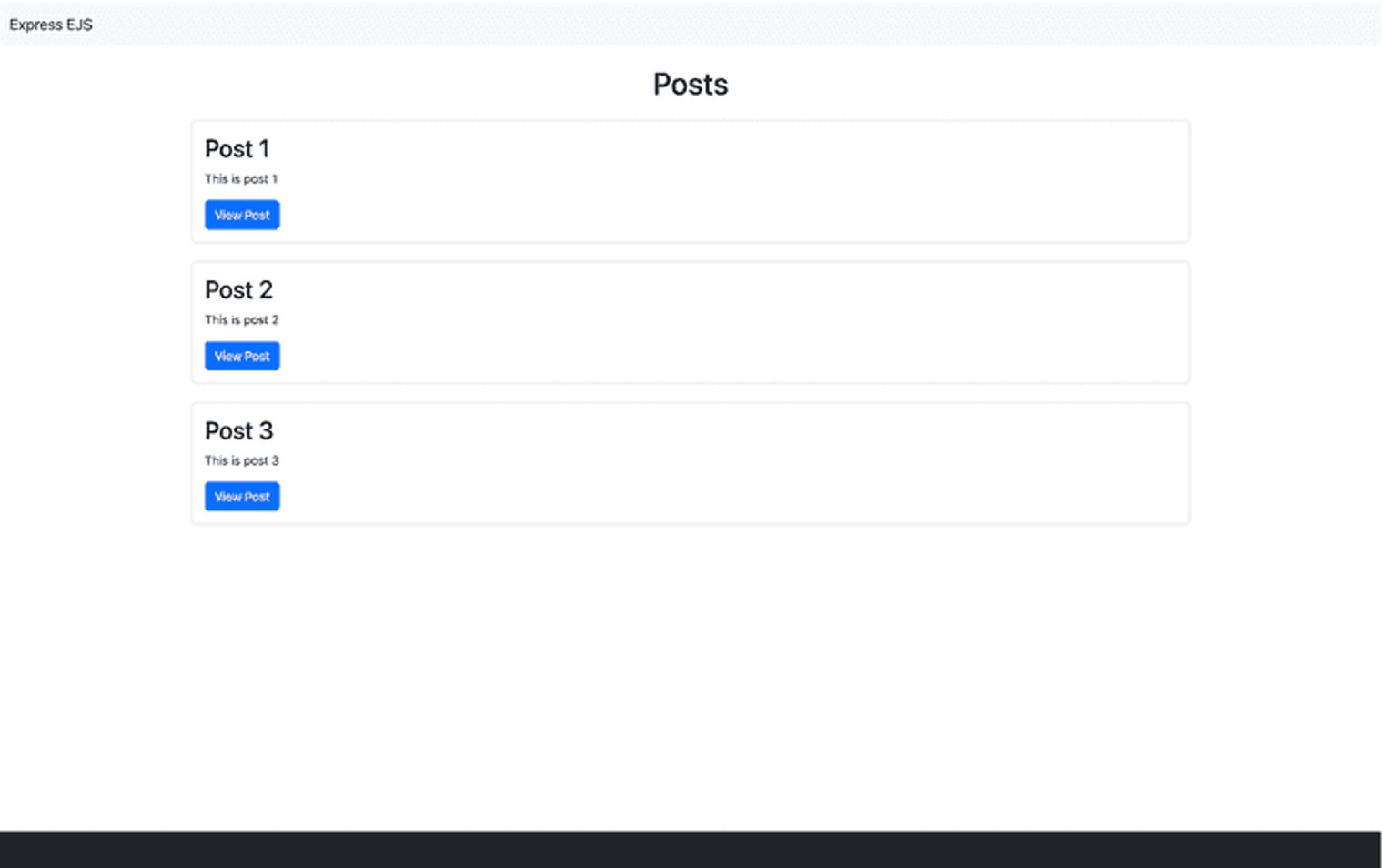 Three posts on the rendered home page.