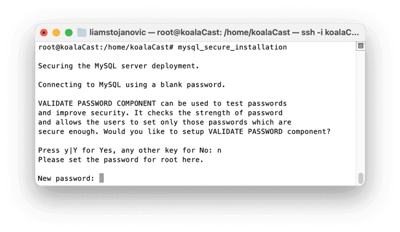 Creating a new password.
