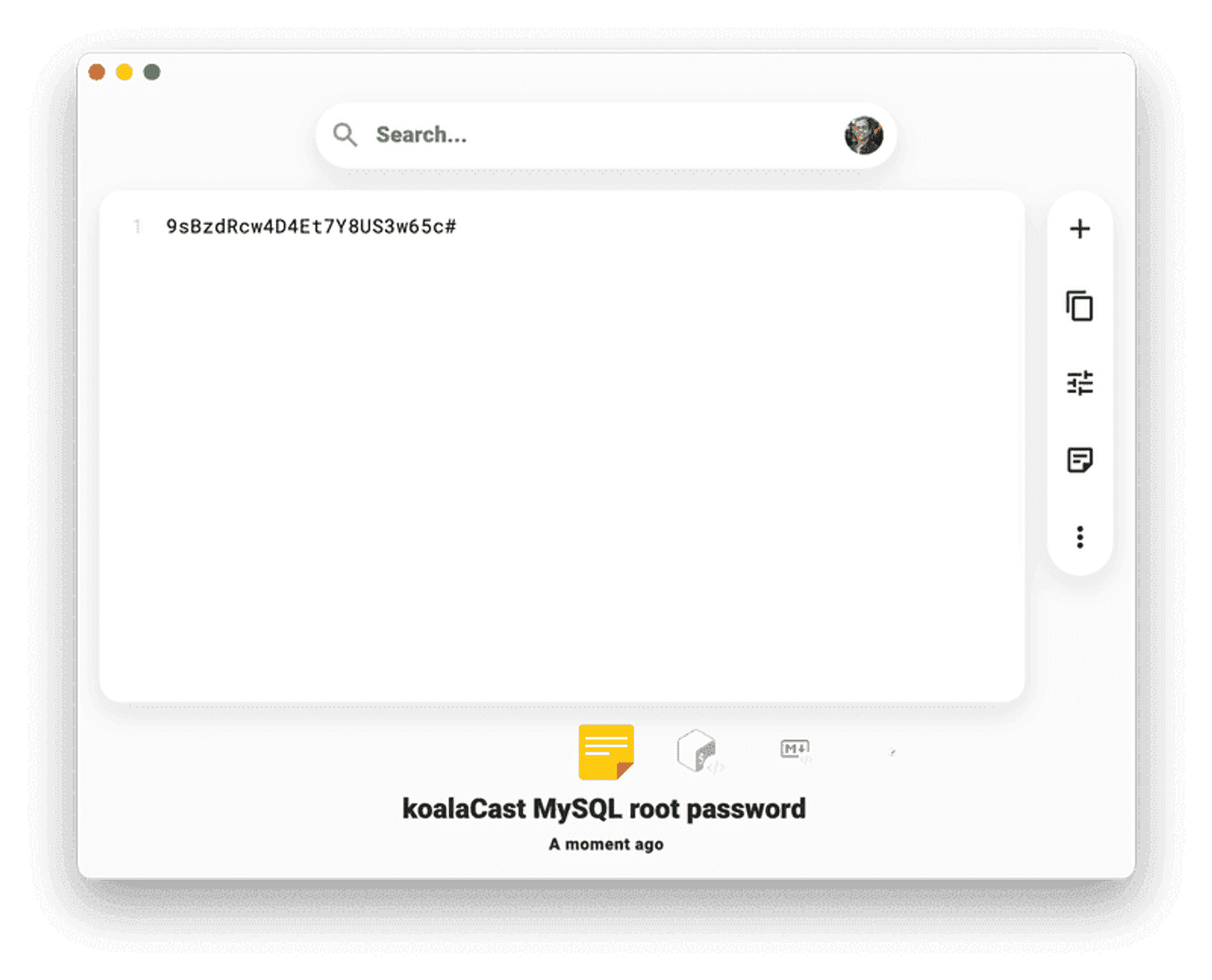 The root password saved in Pieces.
