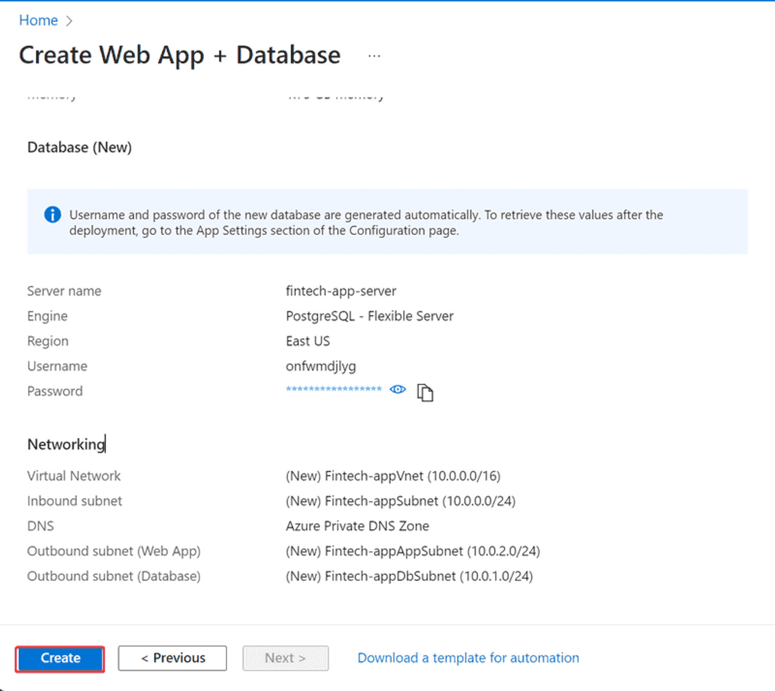 Saving your database credentials.