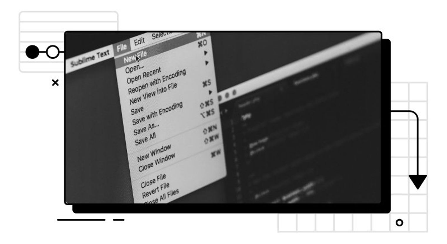 Desktop screen showing Sublime Text File menu.