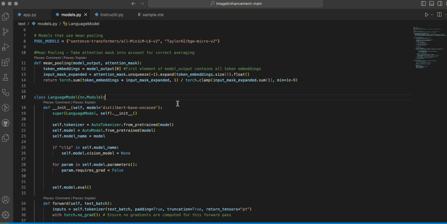 Code Lens features in VS Code with the Pieces extension.