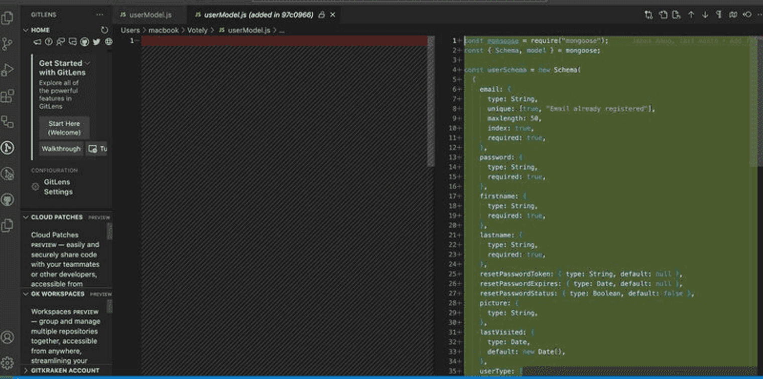 Using GitLens extension for VS Code.