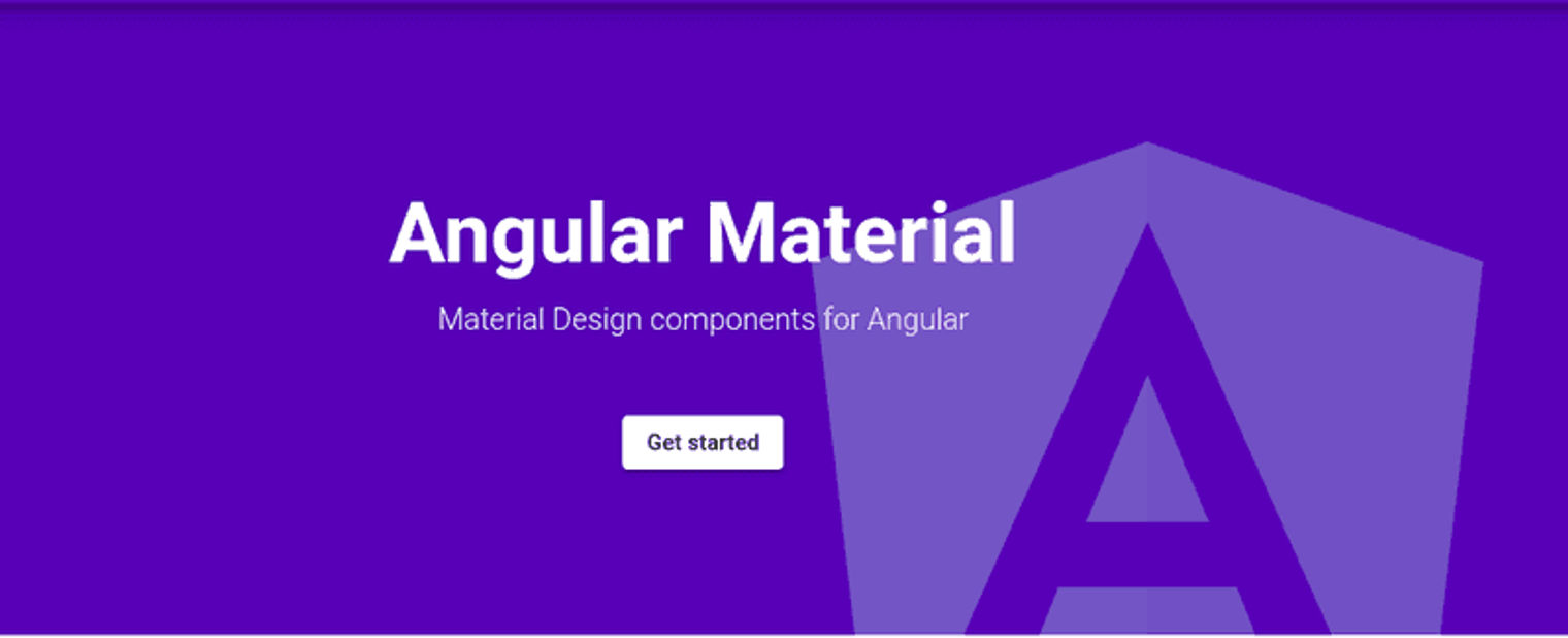 angular material design components for angular getting started screen