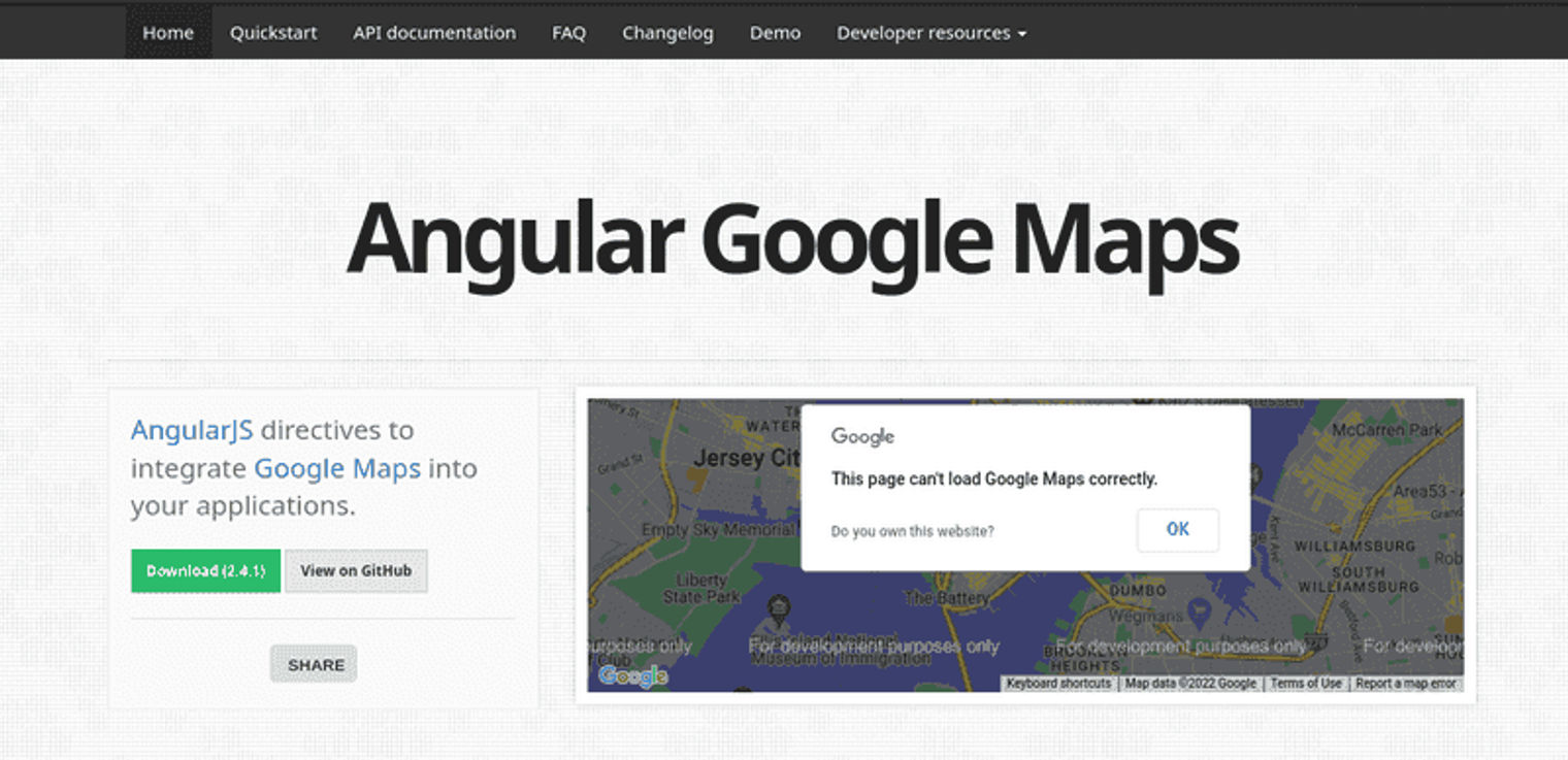 Angular google maps landing page design