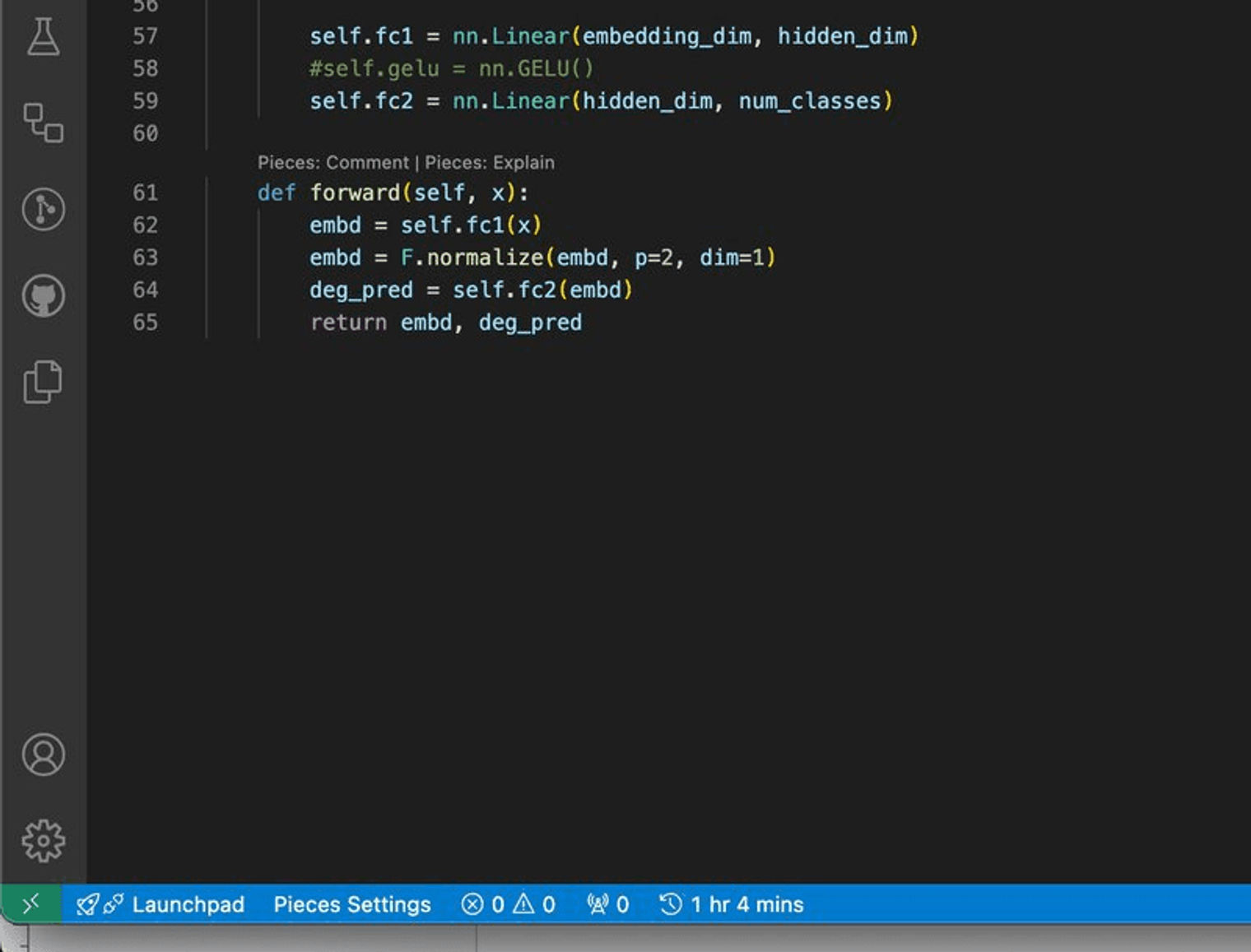 The WakaTime extension working in VS Code.